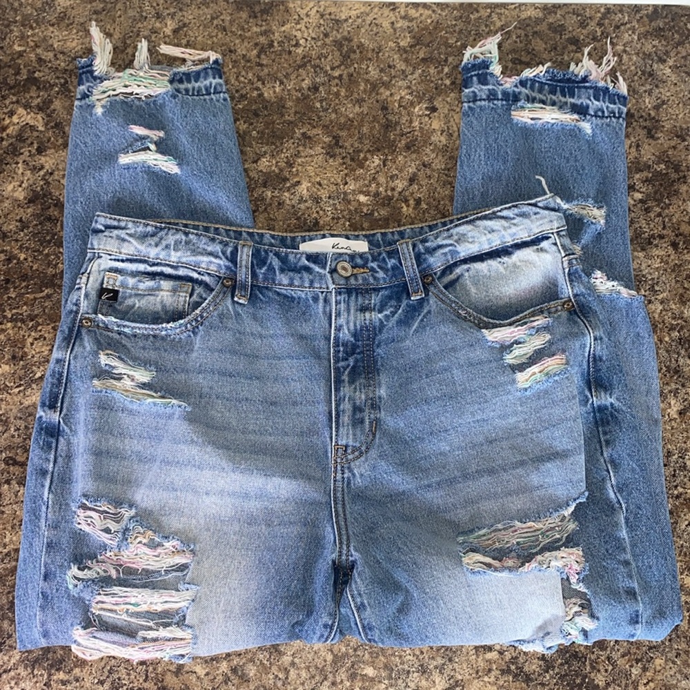 Kancan Distressed Skinny Jeans Raw Hem High Rise 100% Cotton Sz 30 - Picture 5 of 15